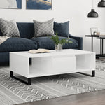 ZNTS Coffee Table High Gloss White 104x60x35 cm Engineered Wood 827094