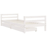 ZNTS Kids Bed Frame with Drawers White 90x200 cm Solid Wood Pine 834439
