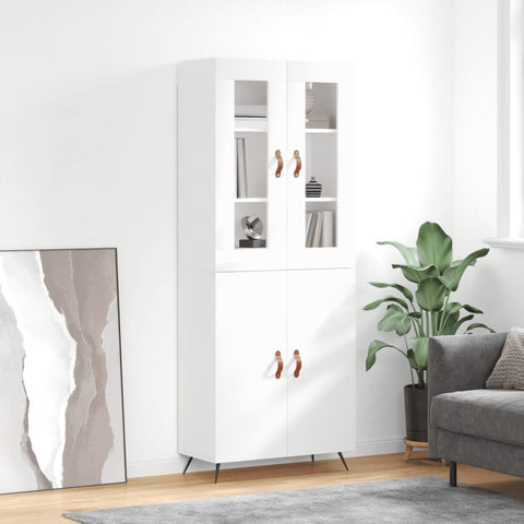 ZNTS Highboard High Gloss White 69.5x34x180 cm Engineered Wood 3198187