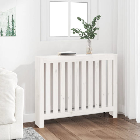 ZNTS Radiator Cover White 108.5x19x84 cm Solid Wood Pine 822572