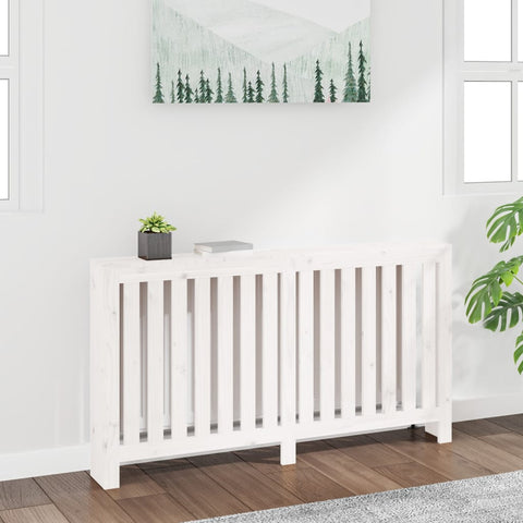 ZNTS Radiator Cover White 153x19x84 cm Solid Wood Pine 822577