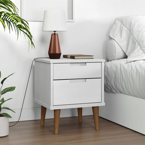 ZNTS Bedside Cabinet MOLDE White 40x35x48 cm Solid Wood Pine 350496