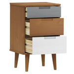 ZNTS Bedside Cabinet MOLDE Brown 40x35x65 cm Solid Wood Pine 350498