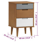 ZNTS Bedside Cabinet MOLDE Brown 40x35x65 cm Solid Wood Pine 350498
