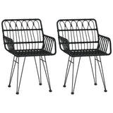 ZNTS Garden Chairs 2 pcs with Armrest Black 56x64x80 cm PE Rattan 319427