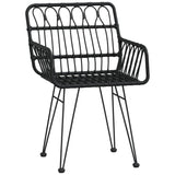 ZNTS Garden Chairs 2 pcs with Armrest Black 56x64x80 cm PE Rattan 319427