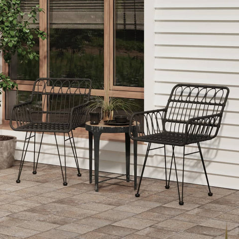 ZNTS Garden Chairs 2 pcs with Armrest Black 56x64x80 cm PE Rattan 319427