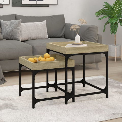 ZNTS Side Tables 2 pcs Sonoma Oak Engineered Wood 823283