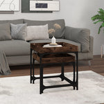 ZNTS Side Tables 2 pcs Smoked Oak Engineered Wood 823284