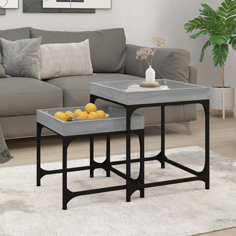 ZNTS Side Tables 2 pcs Grey Sonoma Engineered Wood 823285