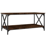 ZNTS Coffee Table Smoked Oak 100x50x45 cm Engineered Wood and Iron 823309