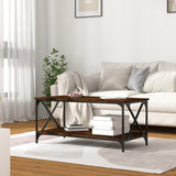 ZNTS Coffee Table Smoked Oak 100x50x45 cm Engineered Wood and Iron 823309