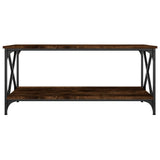 ZNTS Coffee Table Smoked Oak 100x50x45 cm Engineered Wood and Iron 823309