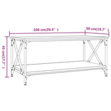 ZNTS Coffee Table Smoked Oak 100x50x45 cm Engineered Wood and Iron 823309