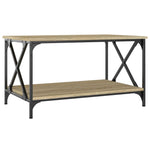 ZNTS Coffee Table Sonoma Oak 80x50x45 cm Engineered Wood and Iron 823318