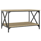 ZNTS Coffee Table Sonoma Oak 80x50x45 cm Engineered Wood and Iron 823318