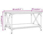 ZNTS Coffee Table Sonoma Oak 80x50x45 cm Engineered Wood and Iron 823318