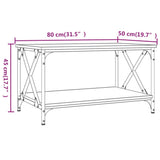 ZNTS Coffee Table Sonoma Oak 80x50x45 cm Engineered Wood and Iron 823318