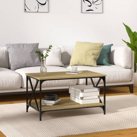 ZNTS Coffee Table Sonoma Oak 80x50x45 cm Engineered Wood and Iron 823318