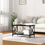 ZNTS Coffee Table Black 80x45x45 cm Engineered Wood and Iron 823322