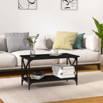 ZNTS Coffee Table Black 80x45x45 cm Engineered Wood and Iron 823322