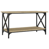 ZNTS Coffee Table Sonoma Oak 80x45x45 cm Engineered Wood and Iron 823323