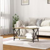 ZNTS Coffee Table Sonoma Oak 80x45x45 cm Engineered Wood and Iron 823323