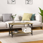 ZNTS Coffee Table Sonoma Oak 80x45x45 cm Engineered Wood and Iron 823323