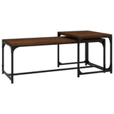 ZNTS Coffee Tables 2 pcs Brown Oak Engineered Wood 823341