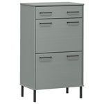 ZNTS Shoe Rack with Metal Legs Grey Solid Wood Pine OSLO 350983