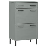 ZNTS Shoe Rack with Metal Legs Grey Solid Wood Pine OSLO 350983