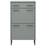 ZNTS Shoe Rack with Metal Legs Grey Solid Wood Pine OSLO 350983