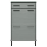 ZNTS Shoe Rack with Metal Legs Grey Solid Wood Pine OSLO 350983