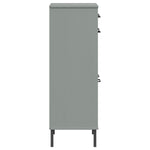 ZNTS Shoe Rack with Metal Legs Grey Solid Wood Pine OSLO 350983