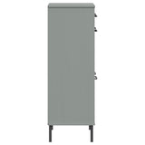 ZNTS Shoe Rack with Metal Legs Grey Solid Wood Pine OSLO 350983