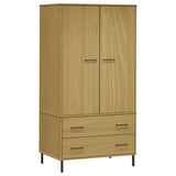 ZNTS Wardrobe with Metal Legs Brown 90x55x172.5 cm Solid Wood OSLO 350988