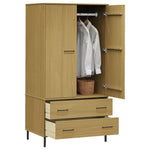 ZNTS Wardrobe with Metal Legs Brown 90x55x172.5 cm Solid Wood OSLO 350988
