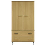 ZNTS Wardrobe with Metal Legs Brown 90x55x172.5 cm Solid Wood OSLO 350988