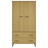 ZNTS Wardrobe with Metal Legs Brown 90x55x172.5 cm Solid Wood OSLO 350988