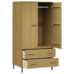 ZNTS Wardrobe with Metal Legs Brown 90x55x172.5 cm Solid Wood OSLO 350988
