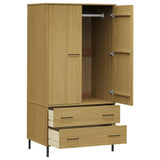 ZNTS Wardrobe with Metal Legs Brown 90x55x172.5 cm Solid Wood OSLO 350988