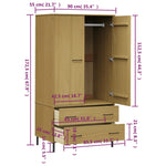 ZNTS Wardrobe with Metal Legs Brown 90x55x172.5 cm Solid Wood OSLO 350988