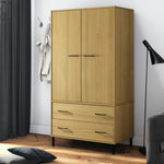 ZNTS Wardrobe with Metal Legs Brown 90x55x172.5 cm Solid Wood OSLO 350988
