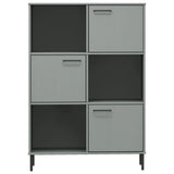 ZNTS Bookcase with Metal Legs Grey 90x35x128.5 cm Solid Wood OSLO 351013