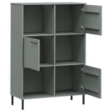 ZNTS Bookcase with Metal Legs Grey 90x35x128.5 cm Solid Wood OSLO 351013