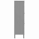 ZNTS Bookcase with Metal Legs Grey 90x35x128.5 cm Solid Wood OSLO 351013