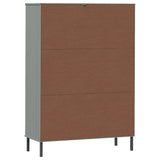 ZNTS Bookcase with Metal Legs Grey 90x35x128.5 cm Solid Wood OSLO 351013