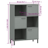 ZNTS Bookcase with Metal Legs Grey 90x35x128.5 cm Solid Wood OSLO 351013