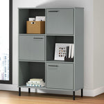 ZNTS Bookcase with Metal Legs Grey 90x35x128.5 cm Solid Wood OSLO 351013