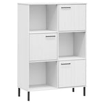 ZNTS Bookcase with Metal Legs White 90x35x128.5 cm Solid Wood OSLO 351014